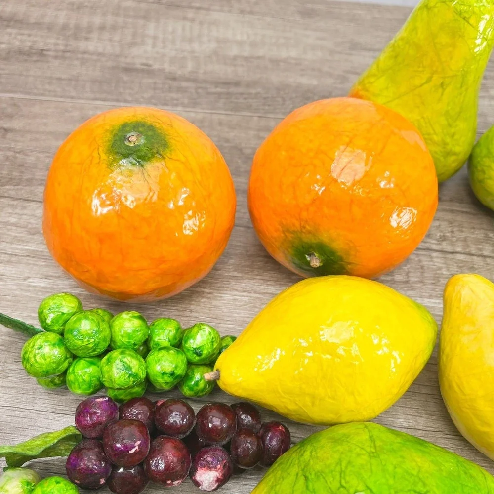 Vintage Fake Fruit Handmade Paper Mache Glossy Fruit Folk Art Hecho En Mexico